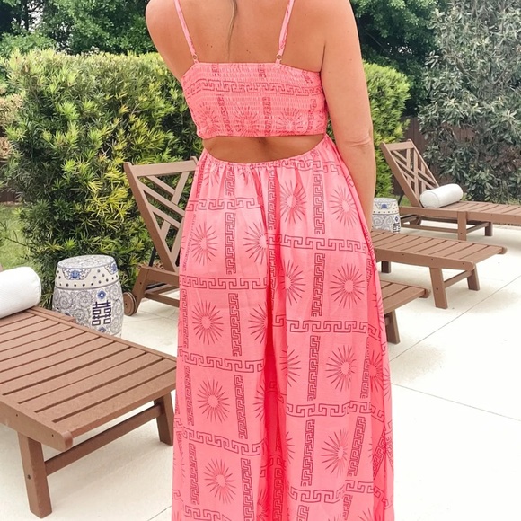 NWT Lucass Boutique Pink Peach Maxi Dress Adjustable Straps Size Small - Picture 8 of 8